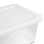 Sterilite 6 Quart Small Storage Bin, Clear Plastic Container with Snap-On Lid, White, 2242-80