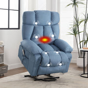 JONPONY XL-1288-LM-BLUE Power Lift Recliner Chair with Heat and Massage for Elderly, Blue