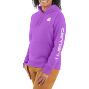Carhartt Women's Clarksburg Graphic Sleeve Hoodie, Relaxed Fit Midweight Pullover, Cherry Bloom, Small, 102791-V74