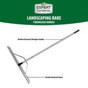 Expert Gardener Landscaping Rake, 36.22-Inch Wide Head, Adjustable Steel Handle, Green, EG5607031616018