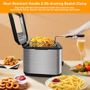 Bluebow Electric Deep Fryer, 2.5 Quart Capacity, Adjustable Temperature, Wide Viewing Window, Stainless Steel