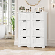 Homfa Bathroom Storage Cabinet, Freestanding Narrow 4-Drawer Organizer, White, 2 Pack