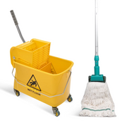 Midoneat Side Press Wringer Combo Mop Bucket on Wheels, 22 Quarts, Including One Mop,Yellow