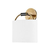 Troy Lighting Pete 1-Light Wall Sconce, Patina Brass Finish, White Linen Shade, Steel and Textile, 9.75 in W x 11.75 in H x 6.75 in E, B8712-PBR