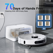 GOOVI D60S MAX Robot Vacuum and Mop Combo, 360 LiDAR Navigation, Self-Emptying Base, 220 Min Runtime, Pet Friendly, White