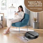 ROBOEVO G20 Robot Vacuum Cleaner Mop Combo, 3000Pa Suction, 230ML Water Tank, Alexa and Google Assistant Control, 130 Min Runtime, Zig Zag Cleaning, Pet Hair Removal, Black