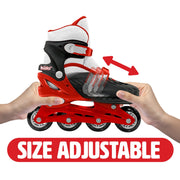 Halo Rise Above Jr. Adjustable Inline Skates Combo Set with Helmet, Red, Youth Sizes 12-2, HALOISK8122-R