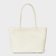 A New Day Woven Tote Bag, Woven Polyurethane Shell, Cream, Magnetic Closure, Shoulder Straps
