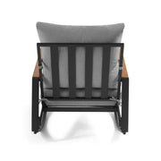 Better Homes & Gardens BH5708811816017 Marlow Outdoor 2pk Patio Rocking Chairs, Black Frame/Gray Cushion