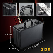 Velore Professional Barber Case, Aluminum Construction, Large Black Organizer with 6 Clipper Slots, Sliding Trays, Double Padlock, PU Leather Handle