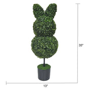 My Texas House Boxwood Easter Bunny Topiary, Green, 35 in, Plastic Pot