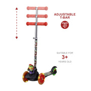 Sakar International Teenage Mutant Ninja Turtles Ride-N-Glide Buddies 3D Toddler Scooter with Motion-Activated Light-Up Wheels, Red, Ages 3+