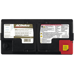 ACDelco AGM Automotive BCI Group 49 Battery, 12 Volt, 900 CCA, 160 RC, Calcium Lead Positive Grid, Ribbed Case, 49AGM