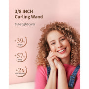 IKV 3/8 Inch Curling Wand Irons with 9 Heat Settings for Short & Long Hair, 9mm Thin Curling Iron, Gold, Black - Corded Electric