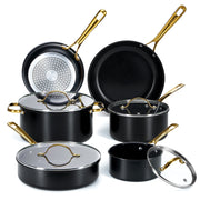 Chef Power Ceramic Cookware Sets, 10Pcs Pots and Pans Set Non Stick, Cookware Set with Stainless Steel Handle