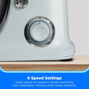 Midea MKM30130BPW 5-Quart Stand Mixer, 300W Motor, 6 Speeds, Tilt-Back Head, Stainless Steel Bowl, Blue