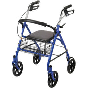 4-Wheel Walker Rollator with Fold Up Removable Back Support in Blue
