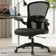 Coolhut CH89-Black Ergonomic Office Chair with Flip-up Arms, Black