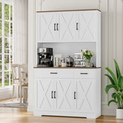 Homfa Kitchen Pantry with Built-in Charging Station, 71 in, White, 4 Cabinets, 2 Drawers, Adjustable Shelves