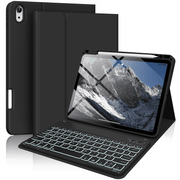 Kenke Keyboard Case for iPad Air 11-Inch M3 M2 and 5th 4th Generation, Wireless Detachable Backlit Keyboard with Pencil Holder, Black