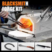 Nelyrho GY-200 Portable Blacksmith Forge Kit, Dual Burner, 30PSI Regulator, Stainless Steel, Silver