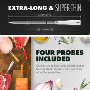 CHEF iQ iQ Sense Smart Wireless Meat Thermometer with 5 Sensors, 4 Ultra-Thin Probes, WiFi Unlimited Range, Heat Safe to 1000F, White, 2025 Gen 3 CQ60-4C-Z3-E-CA
