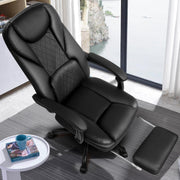 Coolhut 300PY-Black Executive Office Leather Chair with Foot Rest Black
