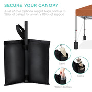 Best Choice Products 8x8ft Easy Setup Pop Up Canopy with One-Button Setup, Wheeled Carrying Case, 4 Weight Bags, Rust, SKY7813
