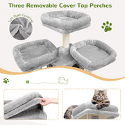 Globlazer 83-Inch Multi-Level Large Cat Tree Tower with Sisal Scratching Posts, Hammock, and 2 Spacious Condos, Light Gray