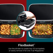 Ninja DZ070 Foodi 4-in-1 DualZone FlexBasket Air Fryer with 7-Qt MegaZone