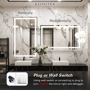 Keonjinn X002KPIGAP 55 x 36 Inch LED Bathroom Mirror with Lights, Anti-Fog, Dimmable, UL Listed