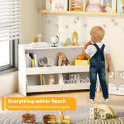 Bel Ark 2-Tier Portable Toy Storage Organizer with 2 Removable Bins, Smooth-Rolling Wheels, Anti-Tilt Safety, White