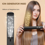 SKIMI Hair Straightener Flat Iron, Curling-5 Temp, Dual Voltage, Black - Fast Heating