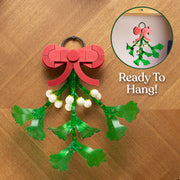 Brickcraft Bricktanicals Mistletoe Building Kit, 82-Piece Holiday Decoration with Red Bow and White Berries - Ready to Hang