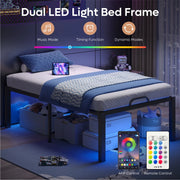 Pinmoco Twin Metal Platform Bed Frame with 16.5