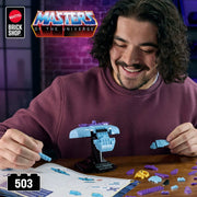 Mattel Brick Shop Masters of the Universe Skeletor Bust Collector Building Set, 503 Pieces, Light Effect, Customizable Expressions, Display Base, JNH52