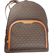 Michael Kors Jaycee Large Brown Signature PVC Shoulder Backpack with Gold-Tone Hardware, Adjustable Straps, 35S2G8TB7B-847