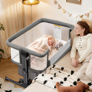 CAPAKIDDO AZ2056-3 4 in 1 Bassinet Bedside Sleeper with Rocking Mode, Grey