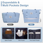 Zimtown 5 Piece Luggage Sets, w/Portable Travel Bag, Spinner Wheels & TSA Lock, Blue - Durable