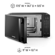 Chefman Countertop Microwave Oven, 0.7 Cu Ft, 700W, 10 Power Levels, 6 Preset Menus, Child Safety Lock, Eco Mode, Mute, Black