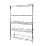 Rubbermaid 85030C 5-Tier Chrome Deluxe Wire Shelving Unit with Drawers & Basket