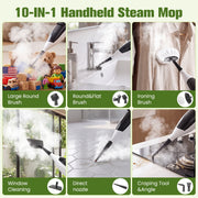 Gnrop 10-in-1 Steam Mop, 260RPM Rotating Steam Cleaner with 260F High-Temperature Steam, 3 Adjustable Modes, Detachable Handheld, 45-Minute Run Time, White, NJ-SFW803