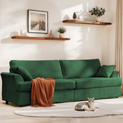 HOMSHADE 87 Inch Corduroy Upholstered Sofa Couch, 3 Seater, Green