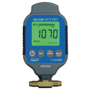 Supco Digital Vacuum Gauge, 0 to 19000 Microns, LCD Display with Backlight, Brass Construction, 1/4 in Flare Connection, Built-In Hanger, VG640D