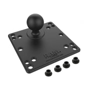 RAM Mounts Clamp Mount, 2.5 in Max Width, 1.5 in Diameter Ball, Double Socket Arm, 4.75 in Square Base, VESA 75mm and 100mm Hole Patterns, Powder Coated Marine-Grade Aluminum, RAM-246-247U-25