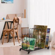 IAJXWI Large Art Canvas Storage Rack, Adjustable Slots, Metal, Black, 33.5 x 17.3 x 27 in, Y05M3092