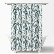 Lush Decor Devonia Allover Shower Curtain, Nature-Inspired Leaf and Flower Pattern, White and Green, 72 in x 72 in, Polyester, Machine Washable