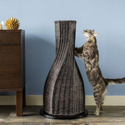 RefinedKind Pet Products Calypso Everlasting Cat Scratcher, 31-Inch Tall Claw-Proof Faux Rattan, Espresso, Weighted Base