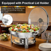 Bluebow 4 Pack Chafing Dish Buffet Set, 5QT Stainless Steel Food Warmer with Glass Lid and Holder, Silver Finish