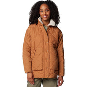 Columbia Womens Birchwood II Quilted Lightweight Jacket, Sherpa Lined, Omni-Shield Repellency, Drawcord Adjustable Waist, Fig, Large, 2086491-609